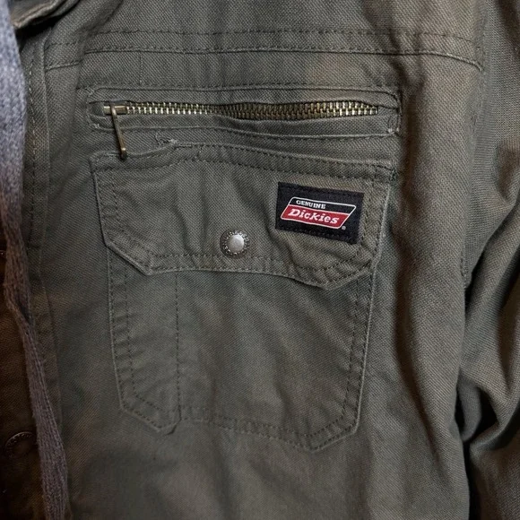 Dickies Men's Green Canvas Hooded Work Coat Quilted Lined Size Large (42-44) - Picture 5 of 6